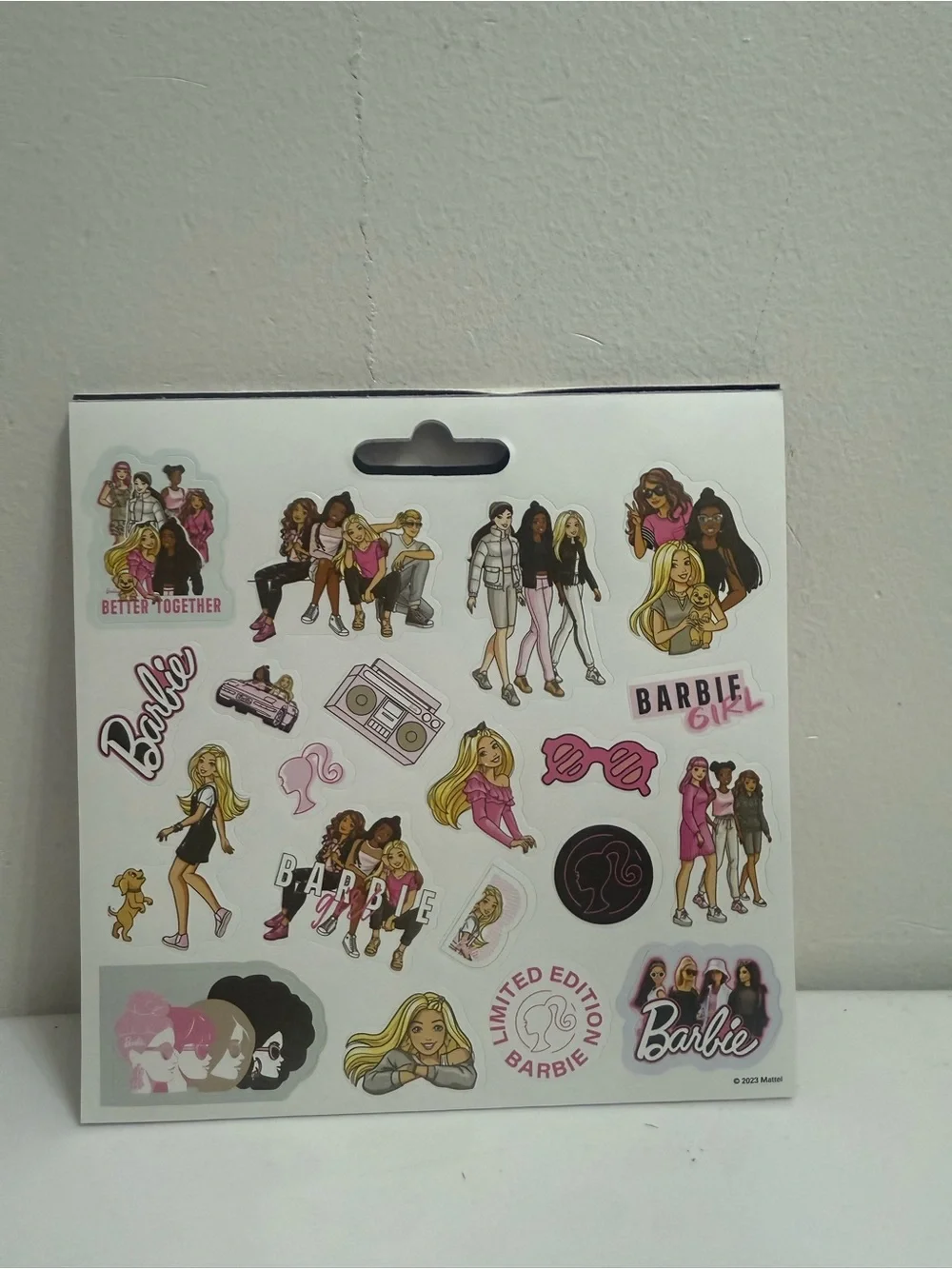 Barbie Stickerland Party Stickers - Pink and White Artwork.